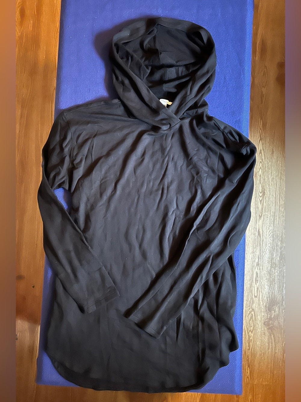 Black Women's Supersoft Terry Lightweight Hooded Long-Sleeve Top